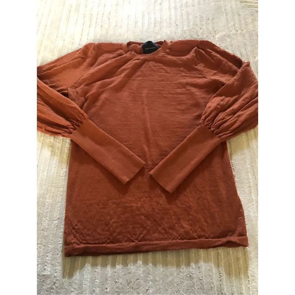Alex Marie Merino Wool Sweater Puffed Sleeve SZ S
